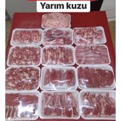 YARIM KUZU İŞLENMİŞ (10 kg)( 2 kg Pirzola,2 kg Kıyma, 3 kg Kuşbaşı, 1,6 kg gerdan,  1,4 kg yemeklik kemik ) Oranlar -+300 gr oynayabiir.